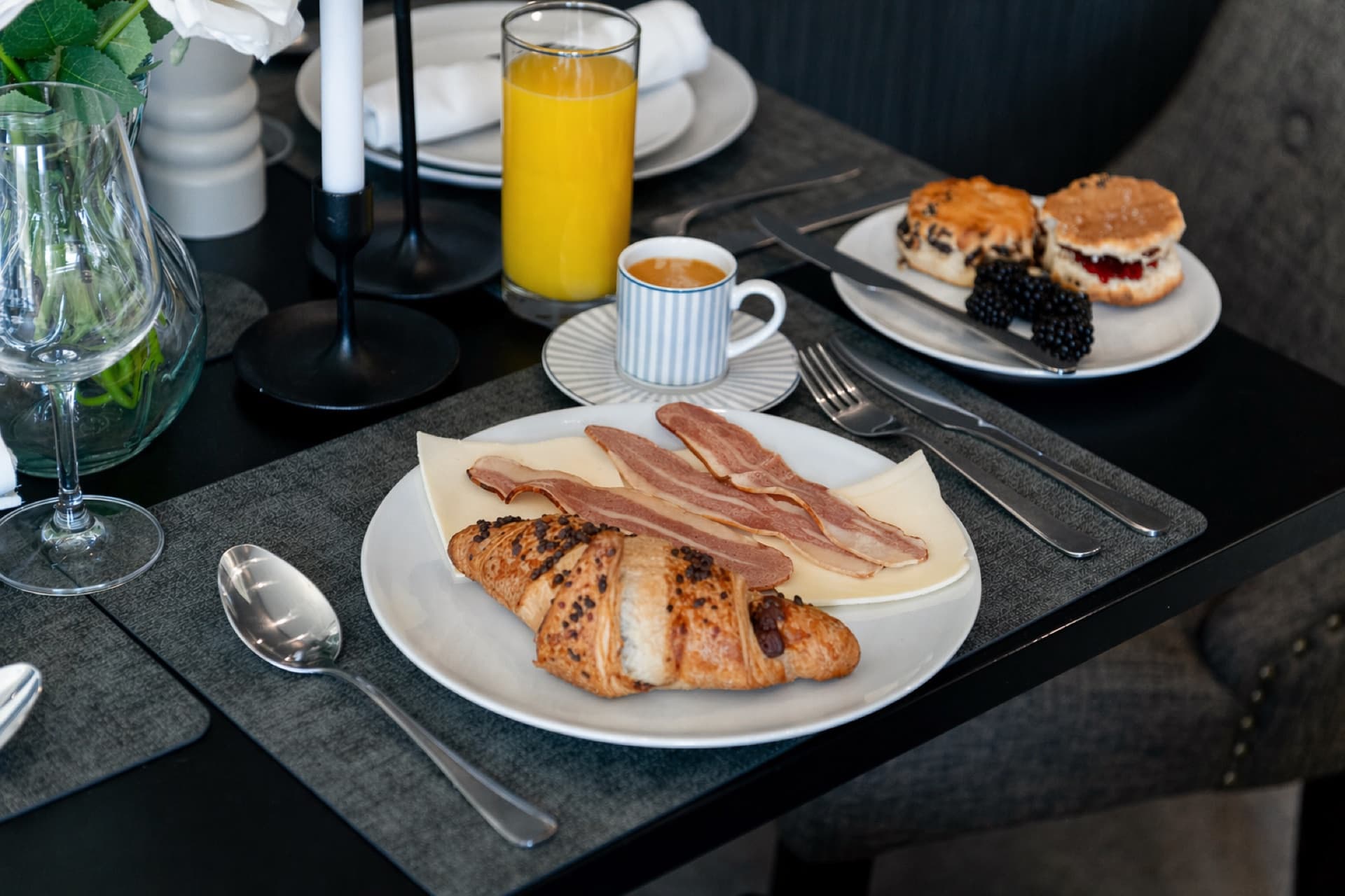 Breakfast styled on the dining table
